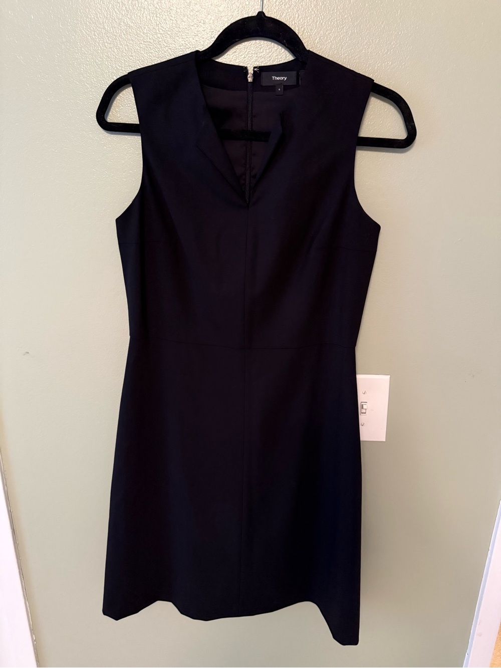 Theory Black Sleeveless V-Neck Office Sheath Dress